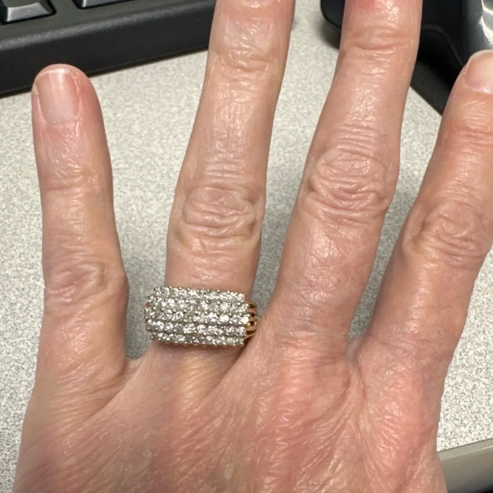 3/4 14kt Yellow Gold Arch Dome Diamond Ring - Picture 3 of 9